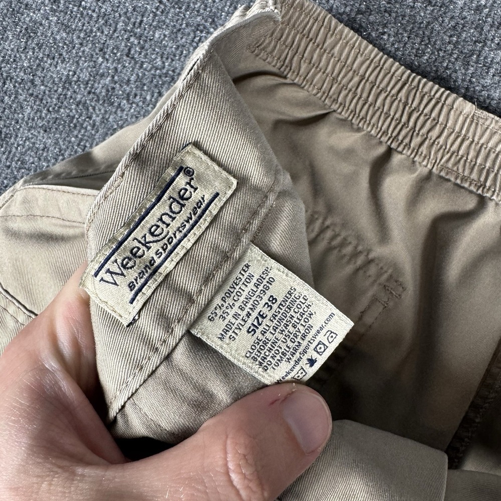 Vintage Weekender Shorts Mens 38 Tan Cotton 90s Dad Shorts Cargo Y2K Khaki Beige - Picture 2 of 7